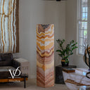 Natural Miami Sunset Onyx tower handmade by Vilona family artisans with a polished 12-inch-square form