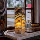 Aqua Onyx Square Table Lamp - 20" Tall, x 6"x 6" (Medium #66)