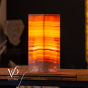 20-inch Miami Sunset onyx table lamp with natural stone banding