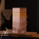 Hand-carved 20-inch natural stone table lamp with an 8-inch square shape