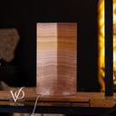 Large square natural onyx table lamp handcrafted by Vilona artisans