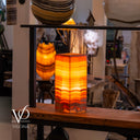 One-of-a-kind Miami Sunset onyx lamp displayed in a luxury interior