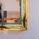 Natural aqua onyx mirror by Vilona Onyx, designed as luxury stone wall décor for the home