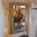 Luxury aqua onyx wall mirror with natural translucent stone and elegant illuminated design