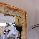 Aqua onyx wall mirror with natural stone texture, translucent beauty, and handcrafted Vilona artistry