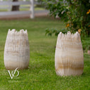White Ice Onyx Crown Lamps - Sculptural Natural Stone Pair