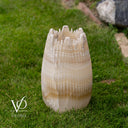 White Ice Onyx Crown Lamps - Sculptural Natural Stone Pair
