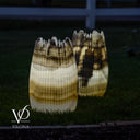 White Ice Onyx Crown Lamps - Sculptural Natural Stone Pair