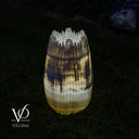 White Ice Onyx Crown Lamps - Sculptural Natural Stone Pair