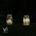 White Ice Onyx Crown Lamps - Sculptural Natural Stone Pair