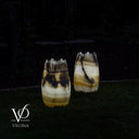 White Ice Onyx Crown Lamps - Sculptural Natural Stone Pair
