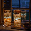 Aqua Onyx Square Table Lamp - 18" Tall, x 6"x 6" (Medium Pair #79)