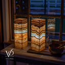 Aqua Onyx Square Table Lamp - 18" Tall, x 6"x 6" (Medium Pair #79)