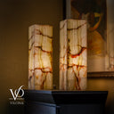 Bamboo Onyx Table Lamp Pair – Light Edition #2 – 19.75" Tall × 6" Wide Each