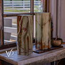 Bamboo Onyx Table Lamp Pair – Dark Edition #2 – 19.75" Tall × 6" Wide Each