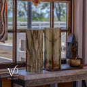 Bamboo Onyx Table Lamp Pair – Dark Edition #2 – 19.75" Tall × 6" Wide Each