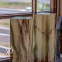 Bamboo Onyx Table Lamp Pair – Dark Edition #2 – 19.75" Tall × 6" Wide Each