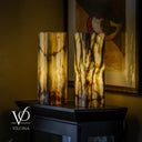 Bamboo Onyx Table Lamp Pair – Dark Edition #2 – 19.75" Tall × 6" Wide Each