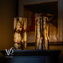 Bamboo Onyx Table Lamp Pair – Dark Edition #3 – 19.75" Tall × 6" Wide Each