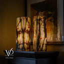 Bamboo Onyx Table Lamp Pair – Dark Edition #3 – 19.75" Tall × 6" Wide Each