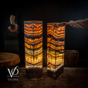 Aqua Onyx Floor Lamp - Pair - Medium - 53 & 55"H x 12"W - Square - #9