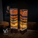 Aqua Onyx Floor Lamp - Pair - Medium - 53 & 55"H x 12"W - Square - #9
