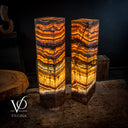 Aqua Onyx Floor Lamp - Pair - Medium - 53 & 55"H x 12"W - Square - #9