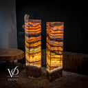 Aqua Onyx Floor Lamp - Pair - Medium - 53 & 55"H x 12"W - Square - #9