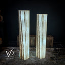 White Ice Onyx Floor Lamp - Pair - Large - 59 & 55"H x 13.5"W - Hexagon