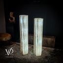 White Ice Onyx Floor Lamp - Pair - Large - 59 & 55"H x 13.5"W - Hexagon