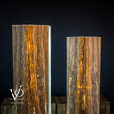 White Ice Onyx Floor Lamp - Pair - Large - 59 & 55"H x 13.5"W - Hexagon