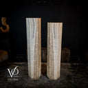 White Ice Onyx Floor Lamp - Pair - Large - 59 & 55"H x 13.5"W - Hexagon