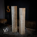 White Ice Onyx Floor Lamp - Pair - Large - 59 & 55"H x 13.5"W - Hexagon