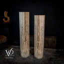White Ice Onyx Floor Lamp - Pair - Large - 59 & 55"H x 13.5"W - Hexagon