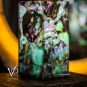 Fluorite Table Lamp - 12" Tall, 5.75"x5.75" Live Edge Square - (Small #16)
