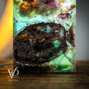 Fluorite Table Lamp - 12" Tall, 5.75"x5.75" Live Edge Square - (Small #16)