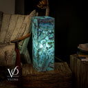 Fluorite Crystal Table Lamp - 24" Tall, 8x8" - Square Closed Top (Medium #6)