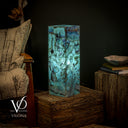 Fluorite Crystal Table Lamp - 24" Tall, 8x8" - Square Closed Top (Medium #6)