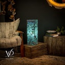 Fluorite Crystal Table Lamp - 24" Tall, 8x8" - Square Closed Top (Medium #6)