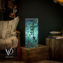 Fluorite Crystal Table Lamp - 24" Tall, 8x8" - Square Closed Top (Medium #6)