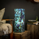 Fluorite Crystal Table Lamp - 24" Tall, 8x8" - Square Closed Top (Medium #7)