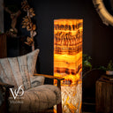 Exotic Dragon Eye Golden Cloud (Onyx Floor Lamp) - Medium - 51.25"H x 12"W - Square - #1