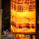 Exotic Dragon Eye Golden Cloud (Onyx Floor Lamp) - Medium - 51.25"H x 12"W - Square - #1