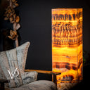Exotic Dragon Eye Golden Cloud (Onyx Floor Lamp) - Medium - 51.25"H x 12"W - Square - #1