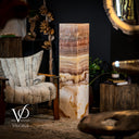 Exotic Dragon Eye Golden Cloud (Onyx Floor Lamp) - Medium - 51.25"H x 12"W - Square - #1