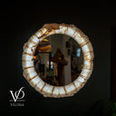 White Ice Onyx Mirror - 40" Diameter, 4" Deep - (#2 Medium)