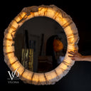 White Ice Onyx Mirror - 40" Diameter, 4" Deep - (#2 Medium)