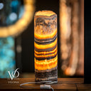 Tangerine Onyx Table Lamp - 18" Tall, x 5.5" Diameter - Live Edge (Medium #52)