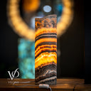 Tangerine Onyx Table Lamp - 18" Tall, x 5.5" Diameter - Live Edge (Medium #52)
