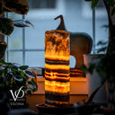 Tangerine Onyx Table Lamp - 18" Tall, x 5.5" Diameter - Live Edge (Medium #53)